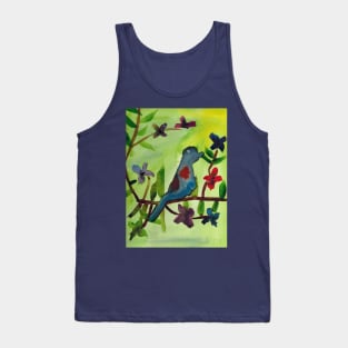 A Blue Bird in the Flowers Tank Top